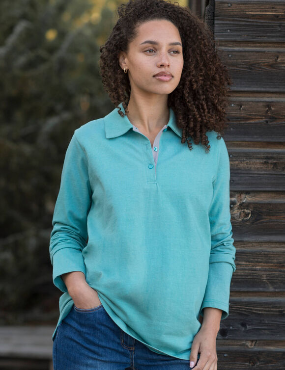 Polo bicolore maille jersey (vert grisé / gris) Polo bicolore maille jersey (vert grisé / gris)